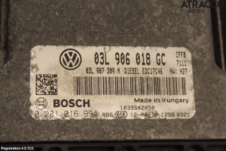 Volkswagen VW GOLF VI 09-13 Styrenhet Insprut Bensin