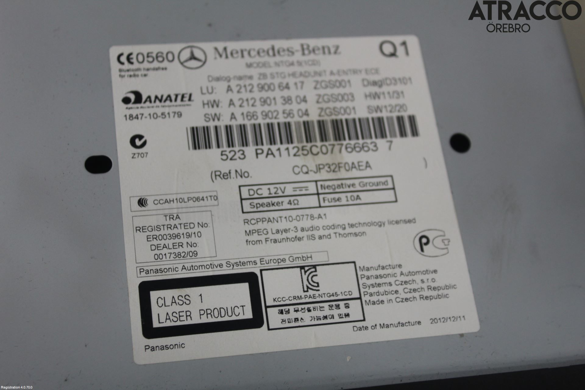 Mercedes-Benz MB E-KLASS (W212) 09-16 Cd Radio - Multimediapanel