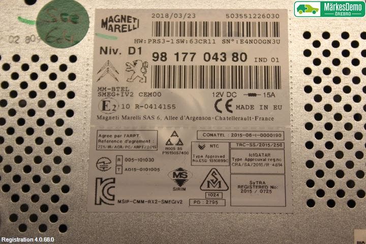 Peugeot PARTNER 16-18 Bildskärm