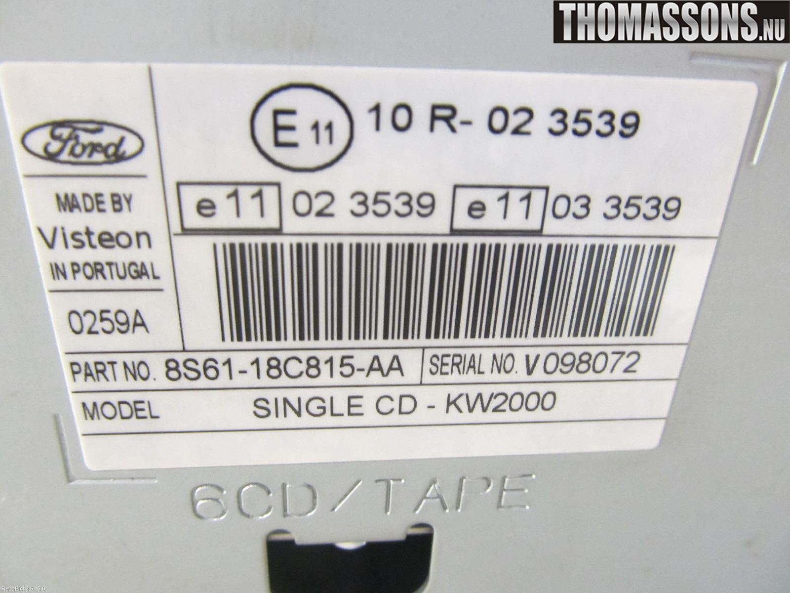 Ford FIESTA     06-08 Radio