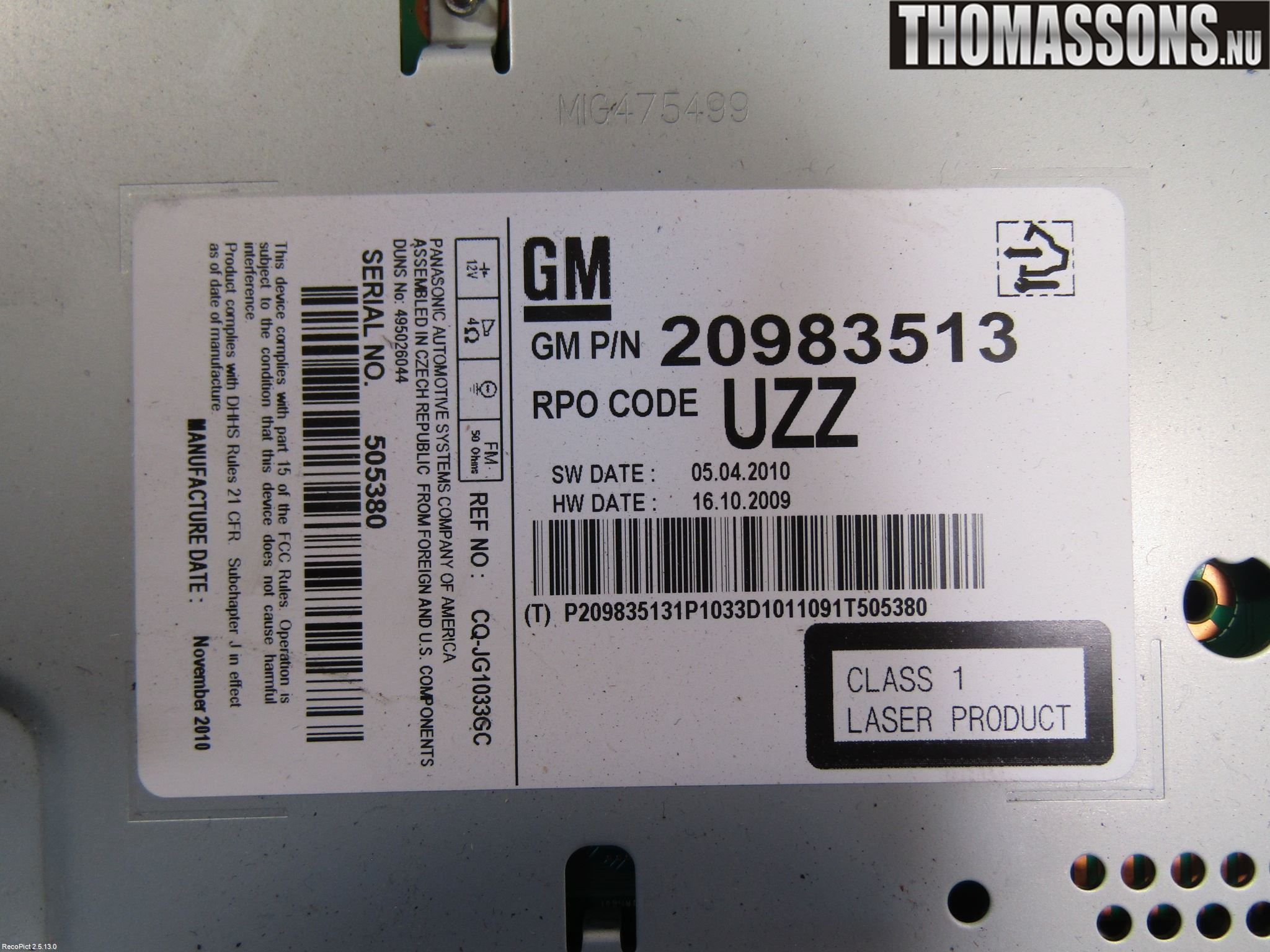 Opel ASTRA J 10-15 Radio