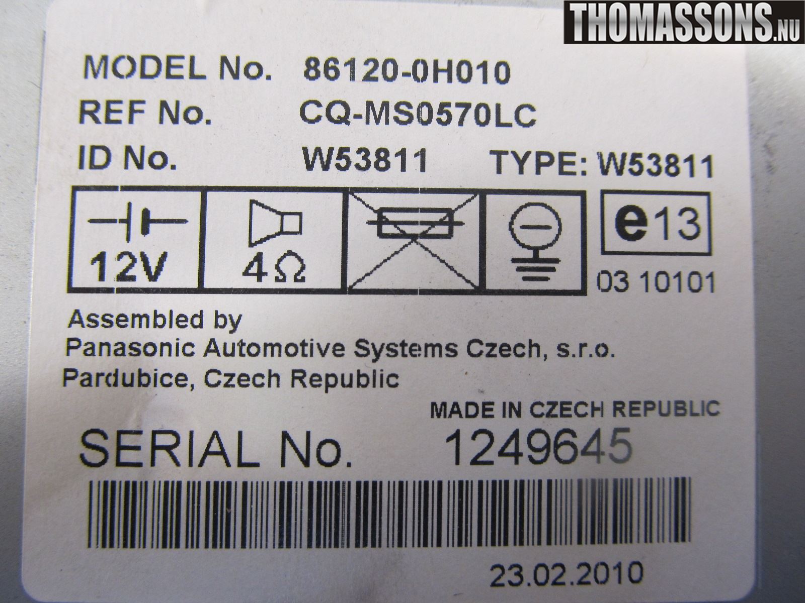 Toyota AYGO 06-14 Radio