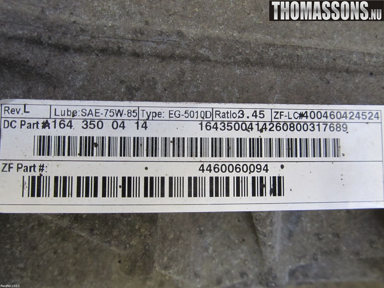 Mercedes-Benz MB ML (W164) 05-11 Bakväxel-Diff