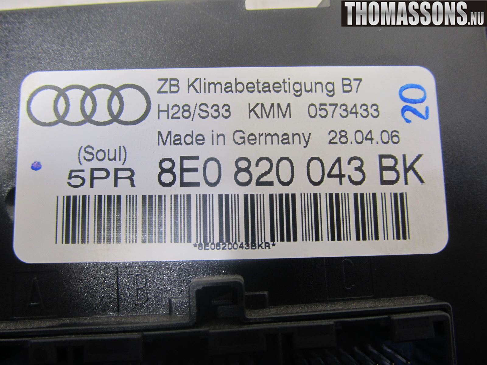 Audi A4/S4 05-07 Ac Styrenhet Ac Manöveren