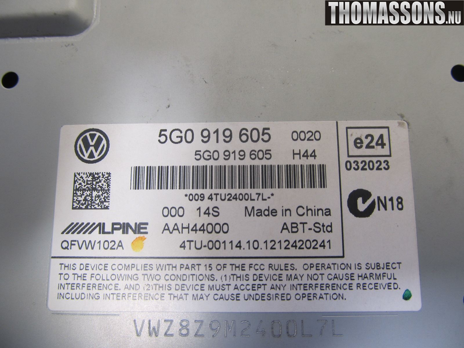 Volkswagen VW GOLF / E-GOLF VII 13-20 Multifunktionsdisplay