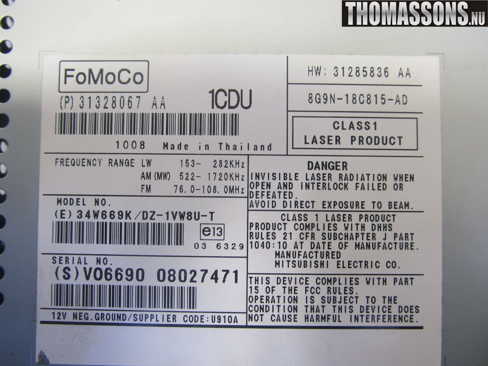 Volvo V70 08-13 Radio