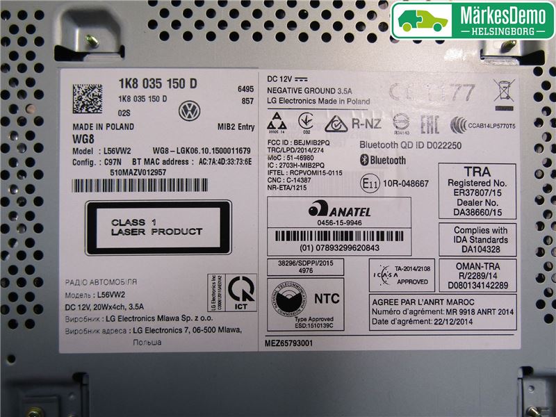 Volkswagen VW CADDY 16-20 Cd Radio - Multimediapanel