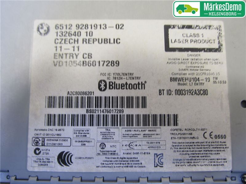 BMW 1 F20/F21 11-19 Cd Radio - Multimediapanel