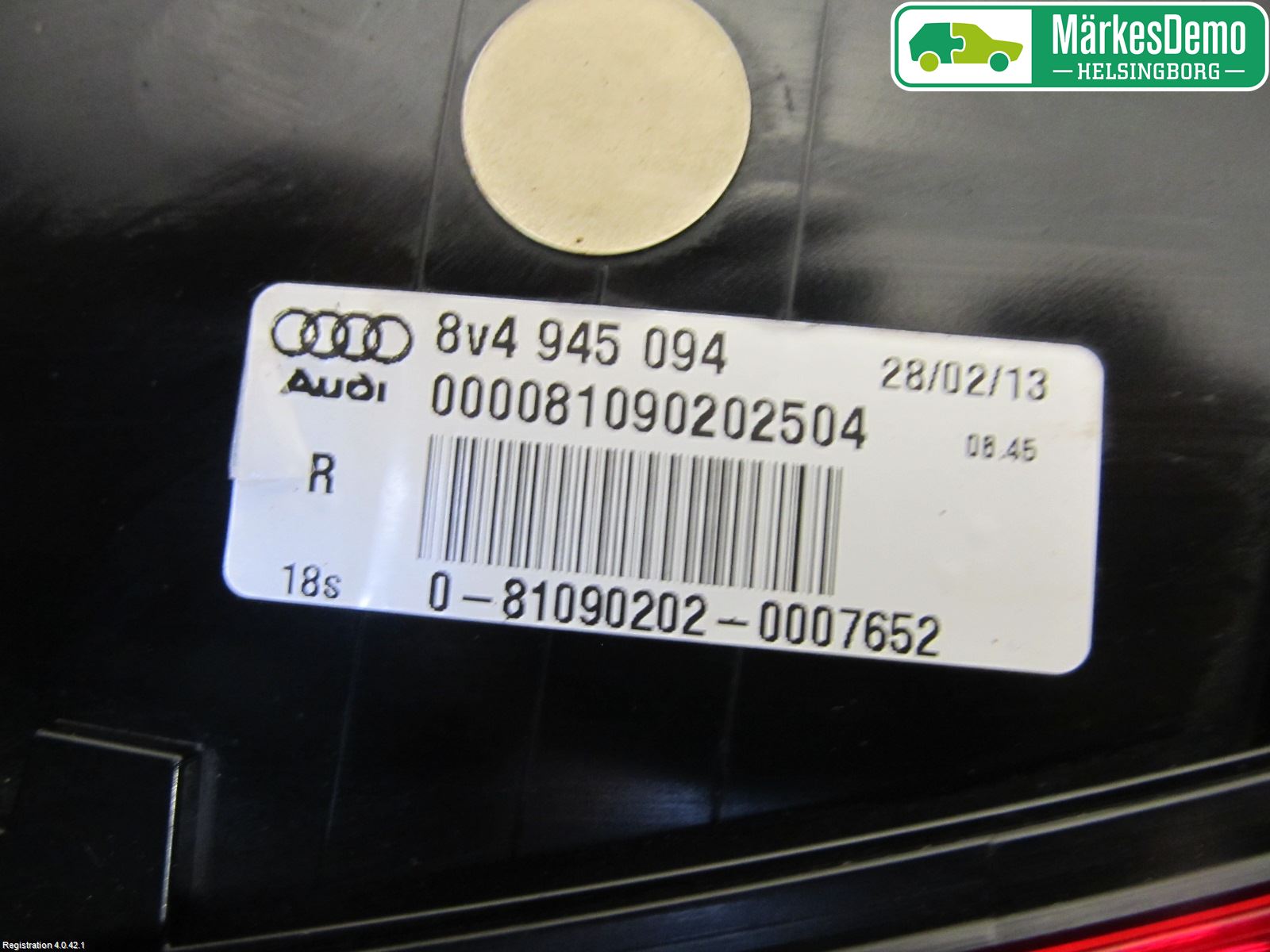 Audi A3/S3 05-13 Bakljus Lucka Hö