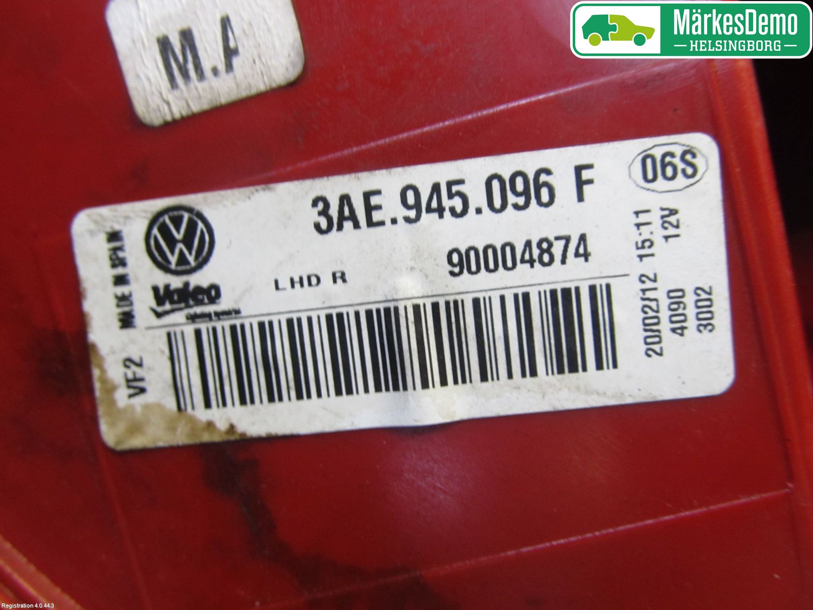 Volkswagen VW PASSAT 11-14 Bakljus Höger