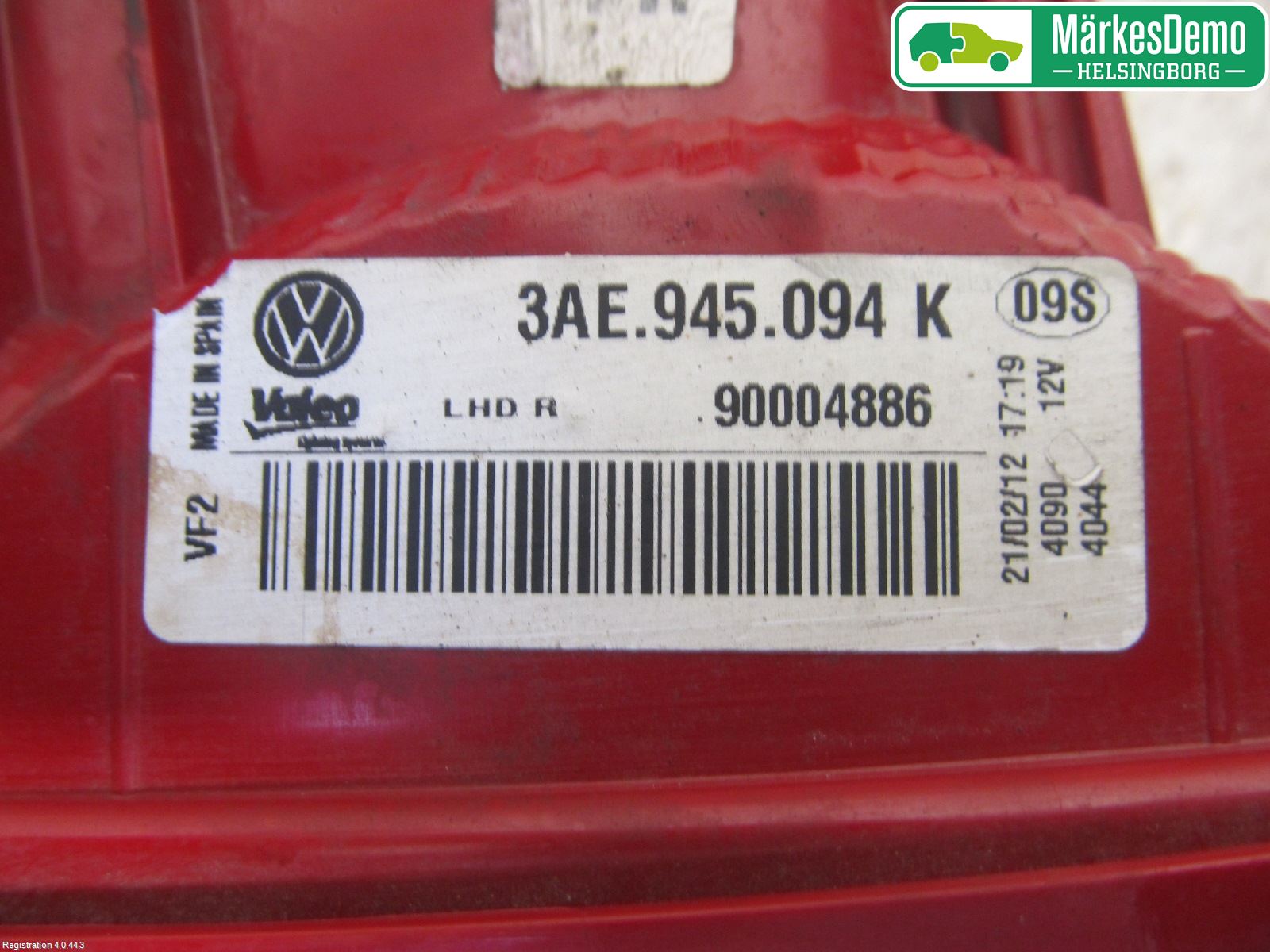 Volkswagen VW PASSAT 11-14 Bakljus Lucka Hö
