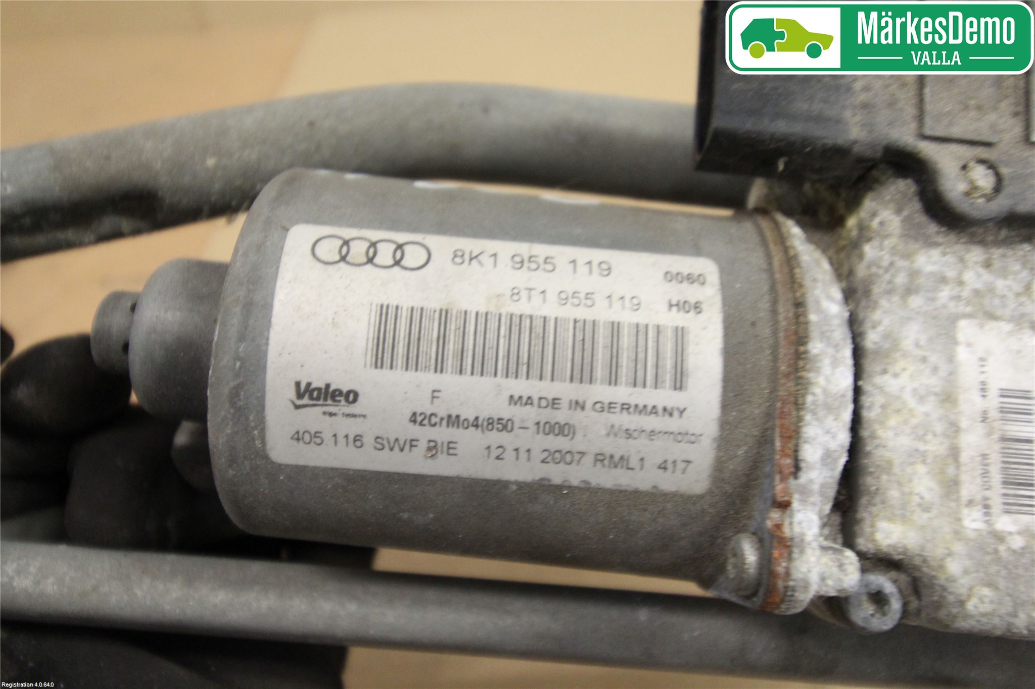 Audi A4/S4 08-11 Torkarmekanism Vindruta