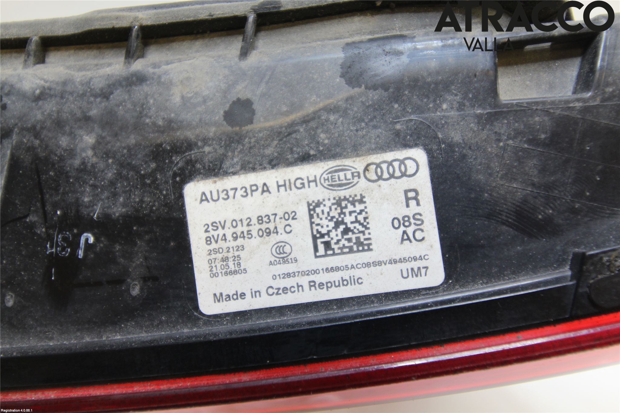 Audi A3/S3 8V 13-20 Bakljus Lucka Hö