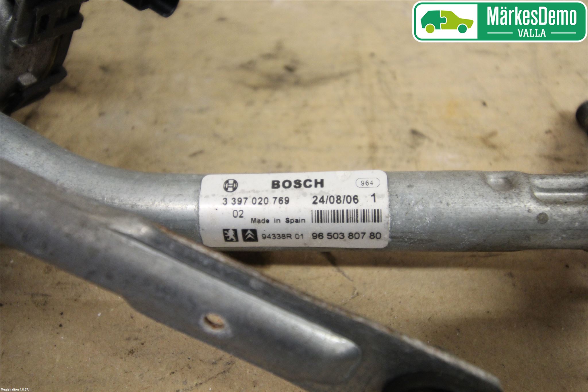 Peugeot 207 Torkarmekanism Vindruta