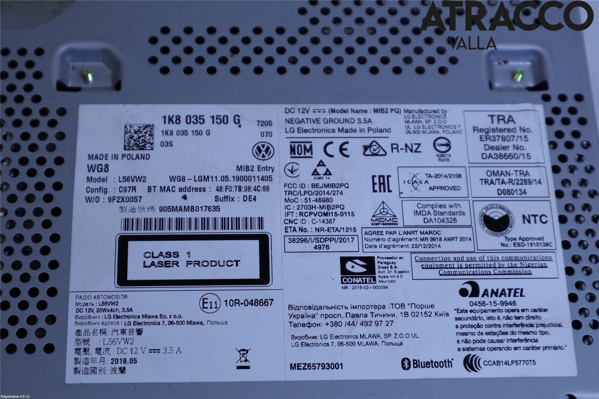 Volkswagen VW CADDY 16-20 Cd Radio - Multimediapanel