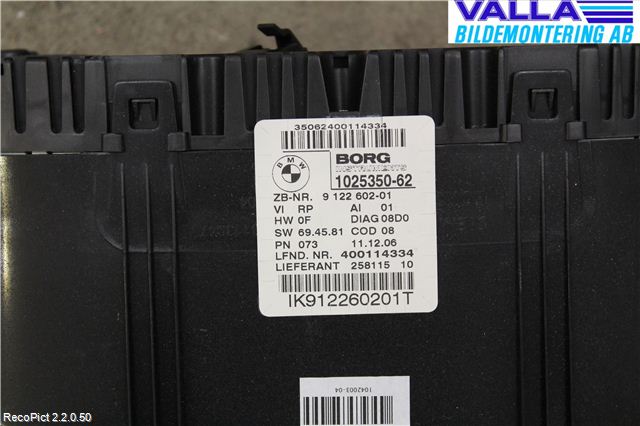 BMW 3 E90/91 SED/TOU 05-12 Instrument Komb