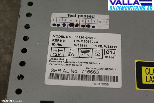 Peugeot 107 Cd Radio - Multimediapanel