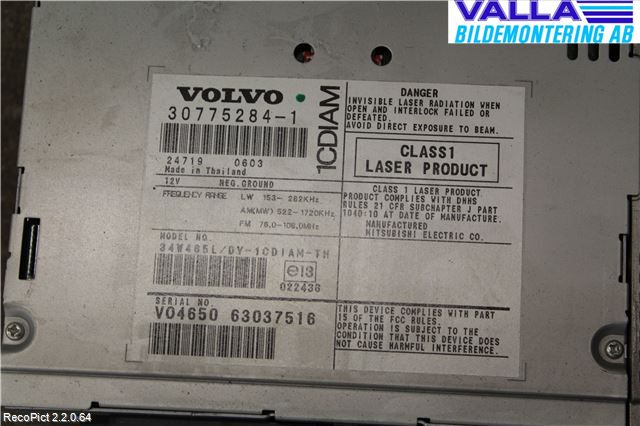 Volvo S40 04-07 Cd Radio - Multimediapanel