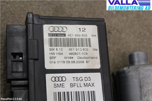 Audi A8/S8 4E  02-09 Fönsterhissmotor