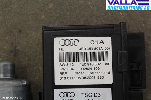 Audi A8/S8 4E  02-09 Fönsterhissmotor