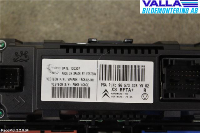 Citroen C5     05-08 Ac Styrenhet Ac Manöveren