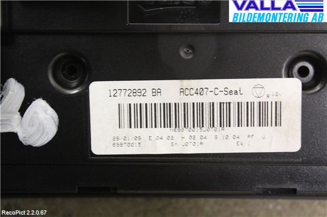 Saab 9-3 VER2/VER3 08-15 Ac Styrenhet Ac Manöveren