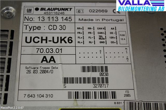 Opel VECTRA C 06-08 Cd Radio - Multimediapanel