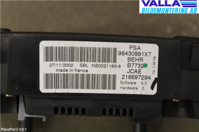 Peugeot 307     01-05 Ac Styrenhet Ac Manöveren