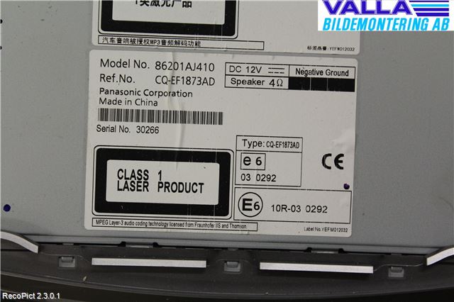 Subaru OUTBACK 10-15 Cd Radio - Multimediapanel