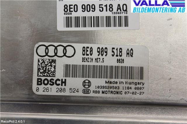 Audi A4/S4 05-07 Styrenhet Insprut Bensin