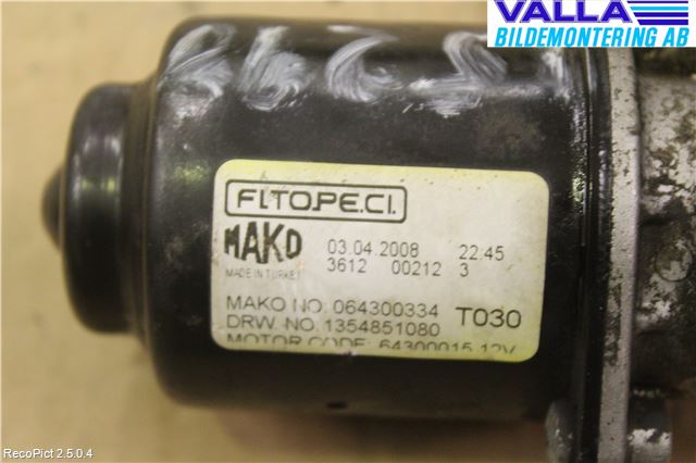 Peugeot BIPPER Torkarmotor Vindruta