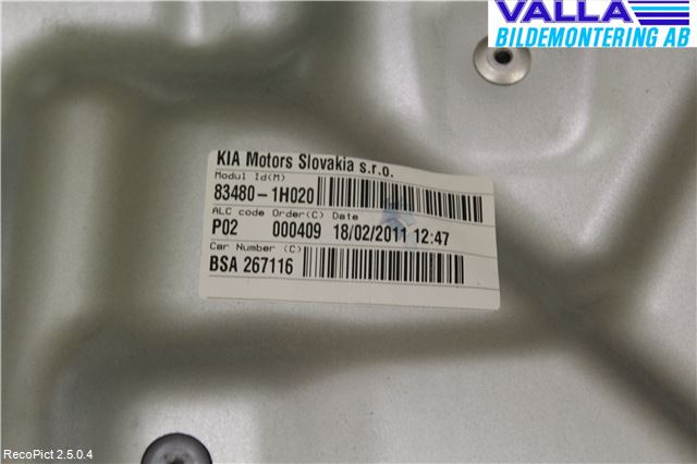 Kia CEED 06-12 Fönsterhissmekanism