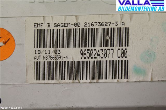 Peugeot 307     01-05 Instrument Klocka