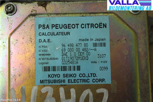 Citroen C3 -04 Styrenhet Styrservo