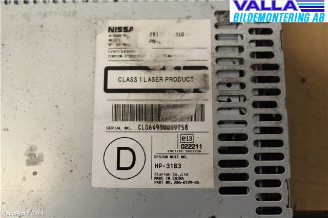 Nissan PRIMERA 02-07 Cd Radio - Multimediapanel