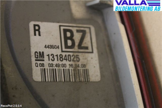 Opel VECTRA C 06-08 Bakljus Lucka Hö