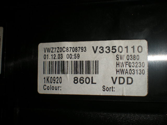 Volkswagen VW GOLF V 04-09 Instrument Komb