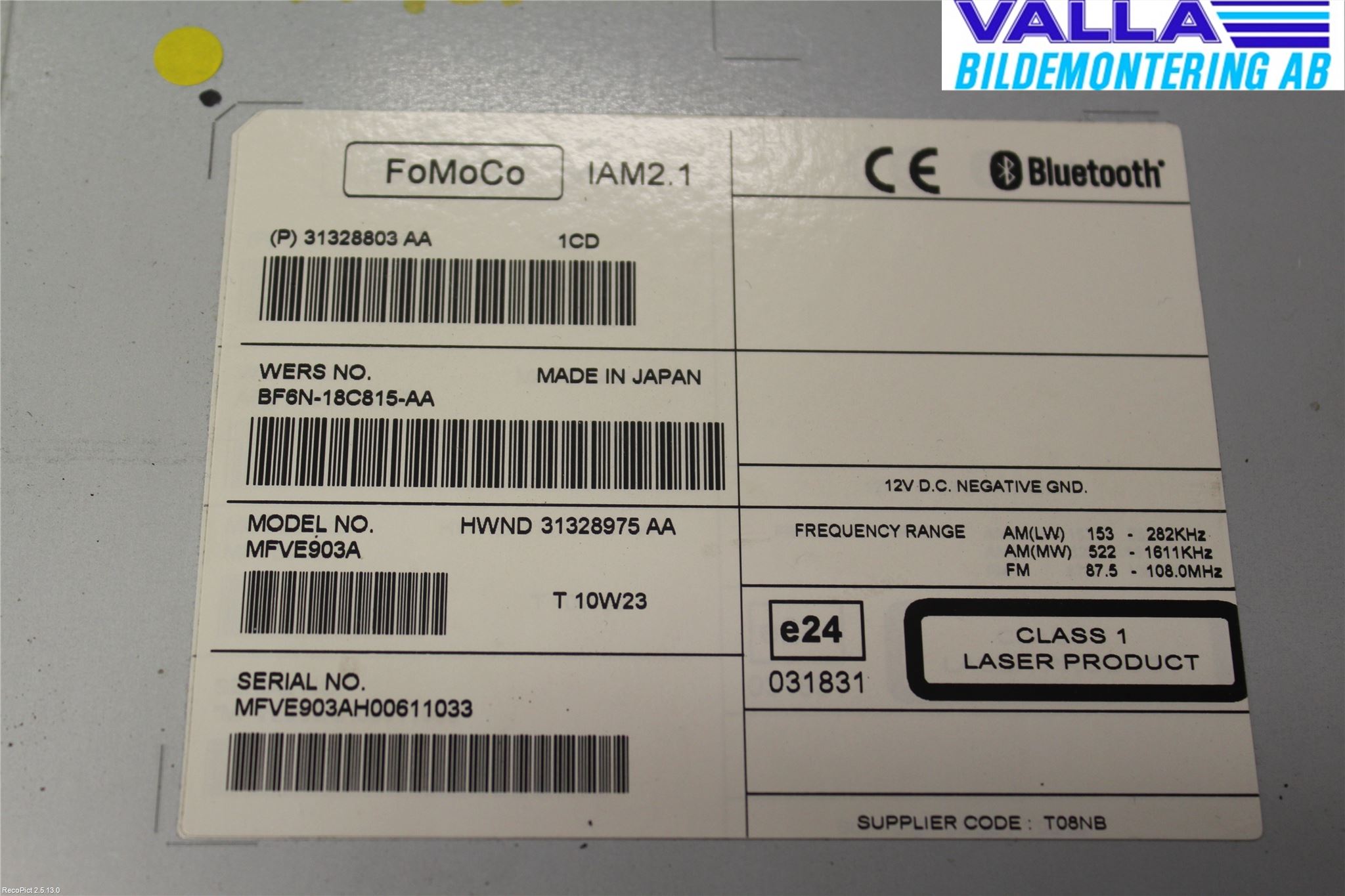 Volvo S60 11-13 Cd Radio - Multimediapanel