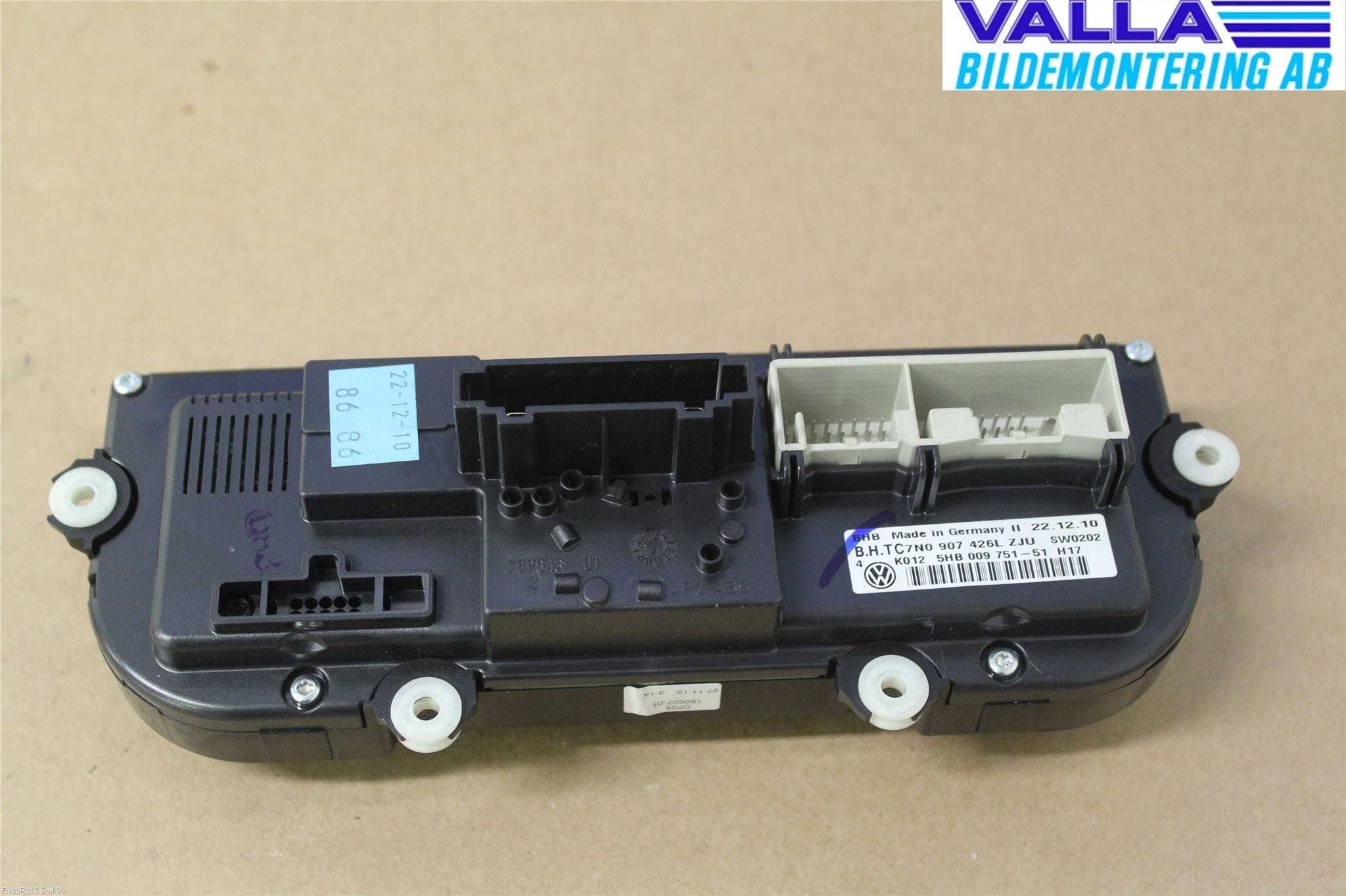 Volkswagen VW PASSAT 11-14 Värmereglage