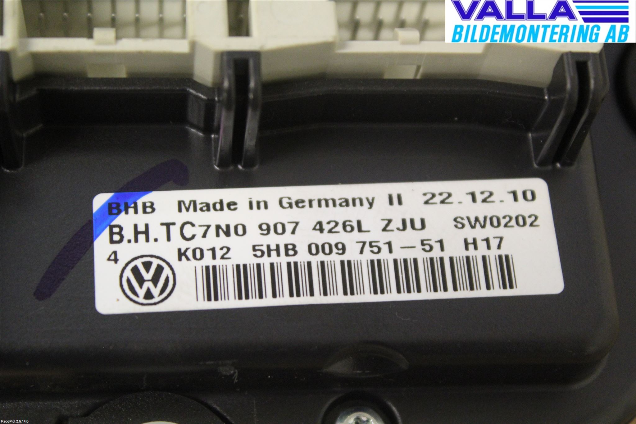 Volkswagen VW PASSAT 11-14 Värmereglage