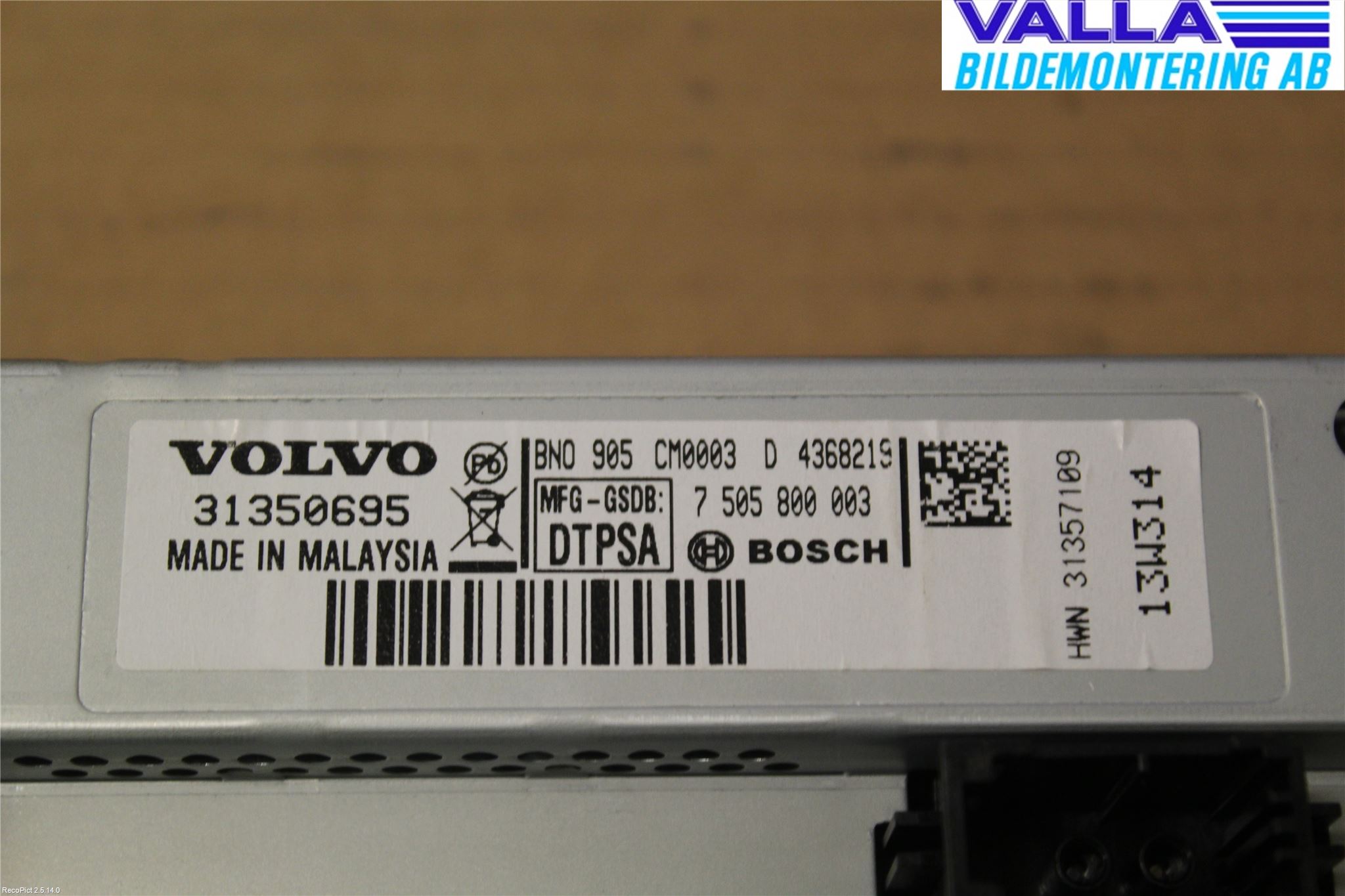 Volvo V40 12-19 Multifunktionsdisplay