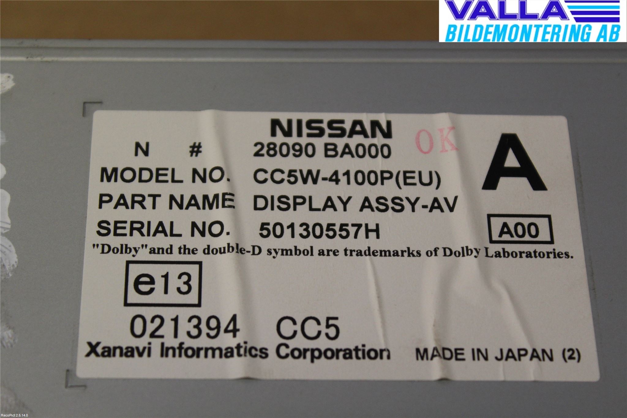 Nissan PRIMERA 02-07 Kontrolldisplay