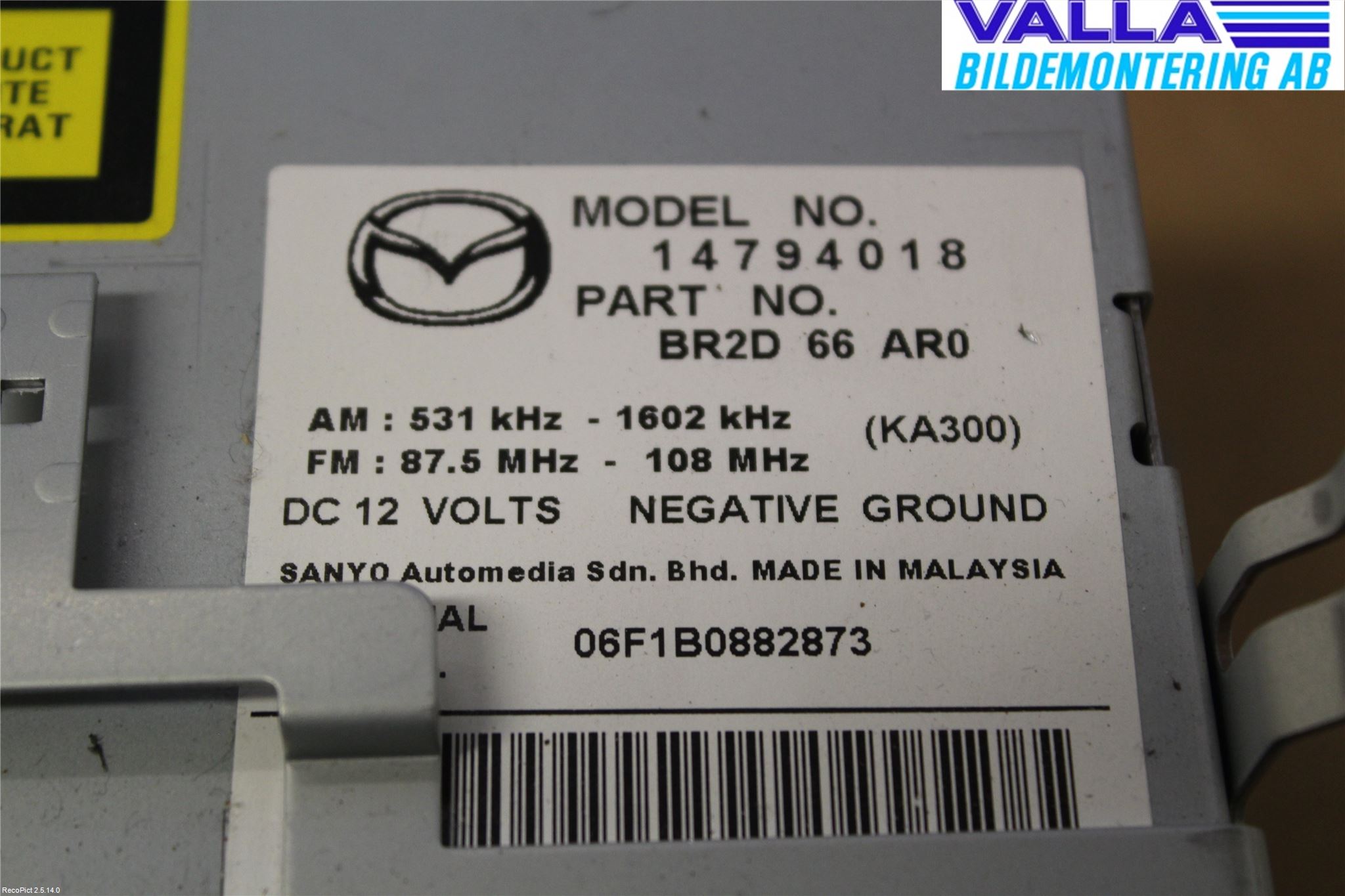 Mazda 3 I 07-08 Cd Radio - Multimediapanel