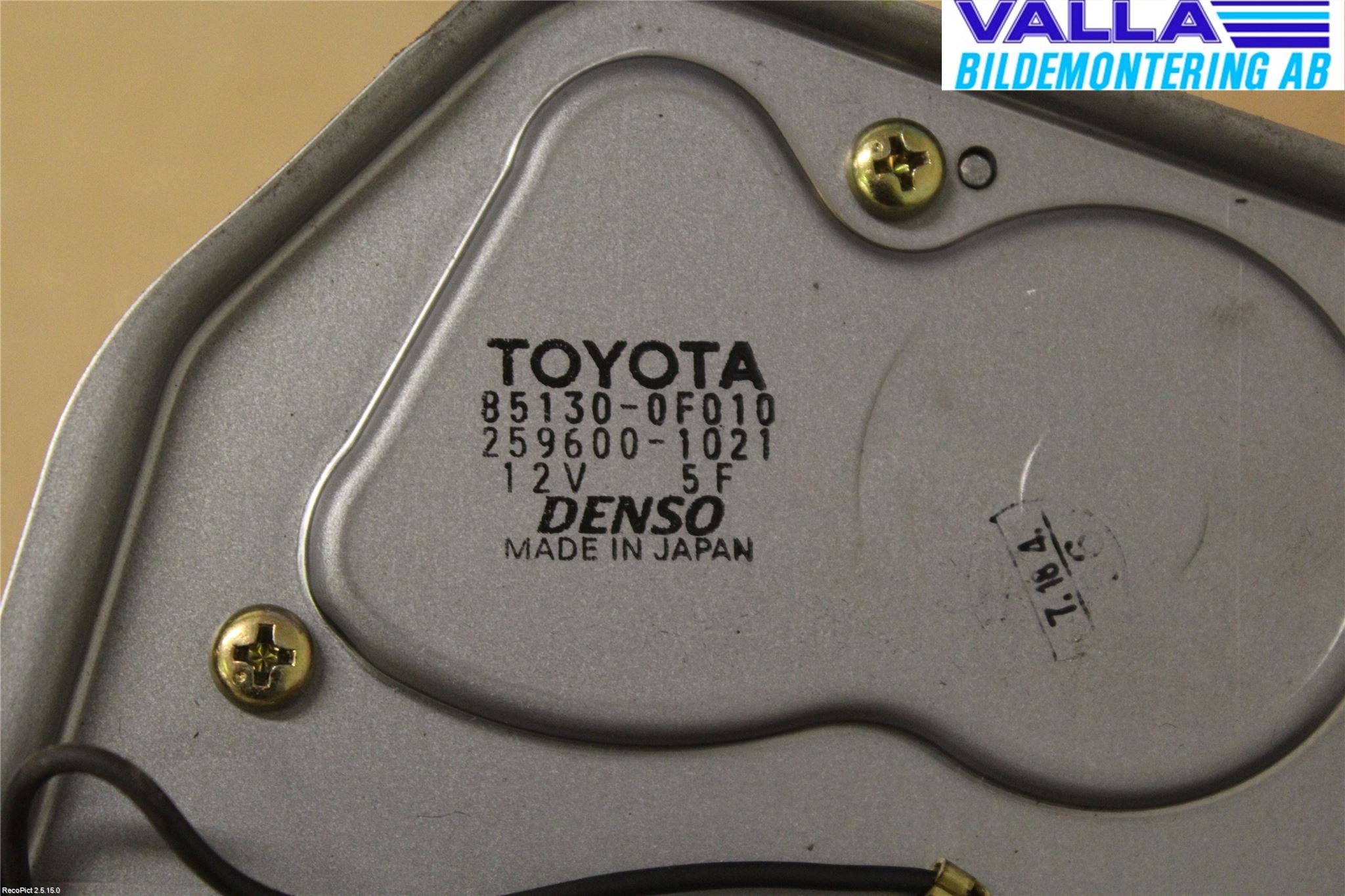 Toyota COROLLA VERSO 04-07 Torkarmotor Baklucka