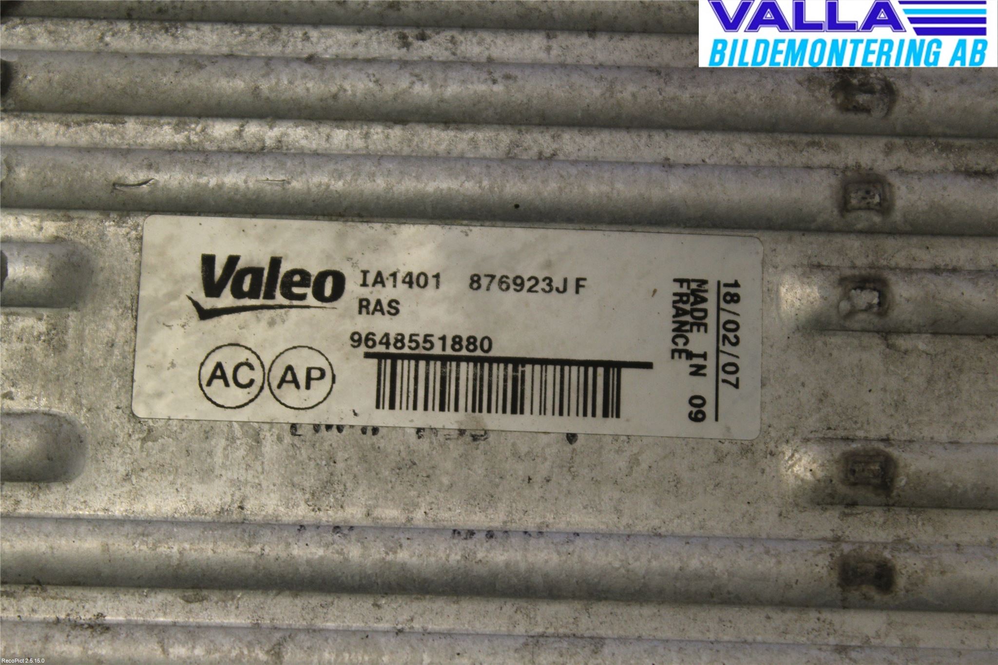 Peugeot 307     05-08 Laddluft-Intercooler Kyl