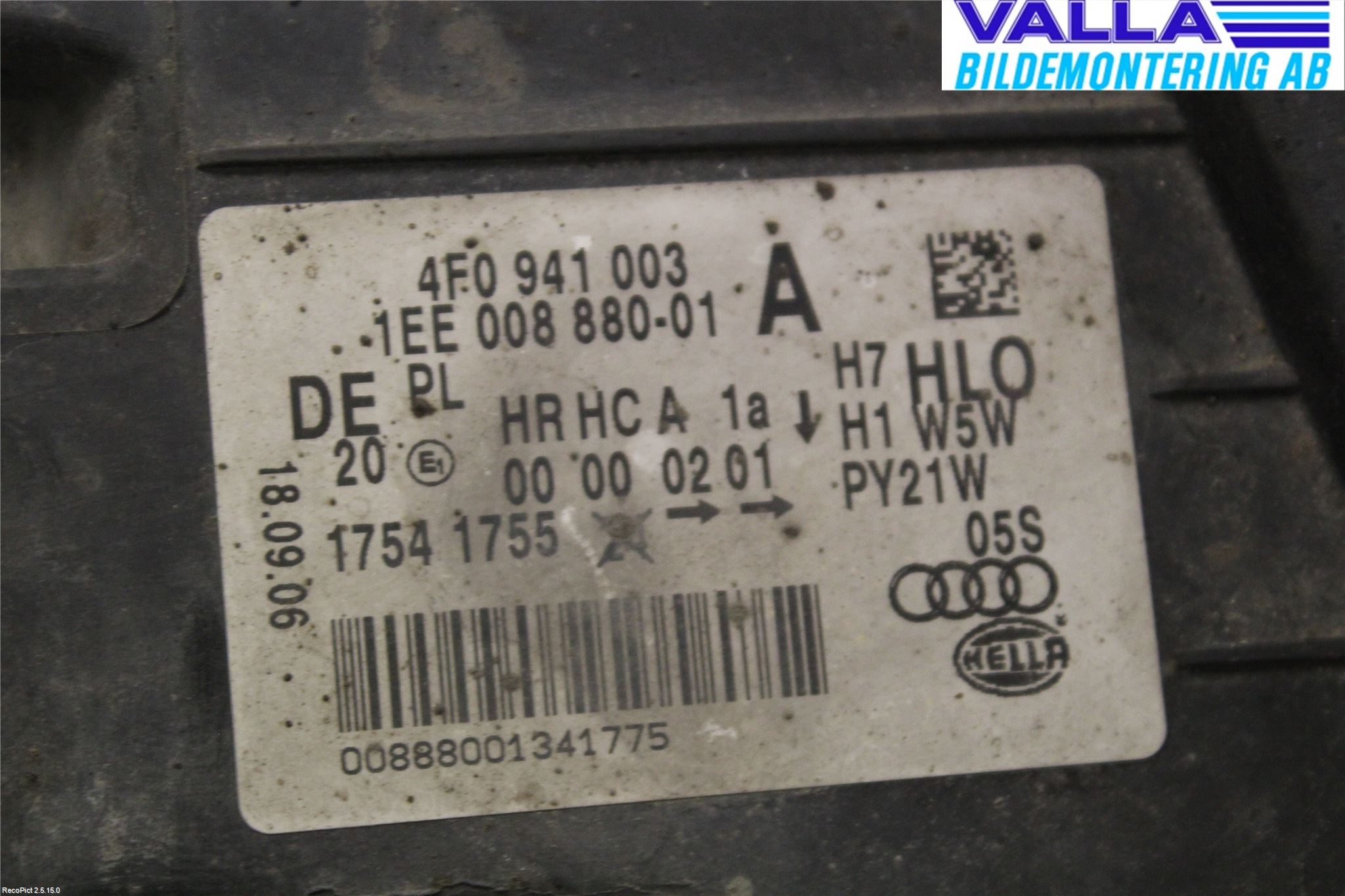 Audi A6/S6     05-11 Strålkastare Vänster