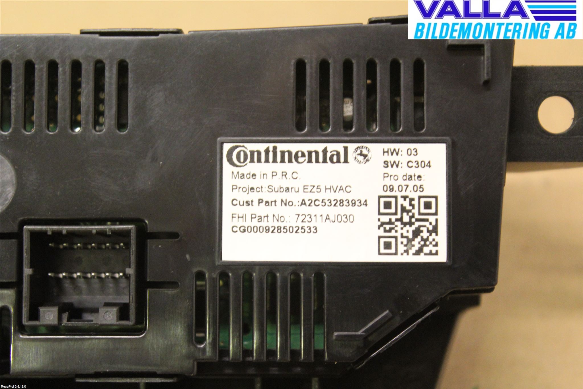 Subaru OUTBACK 10-15 Ac Styrenhet Ac Manöveren