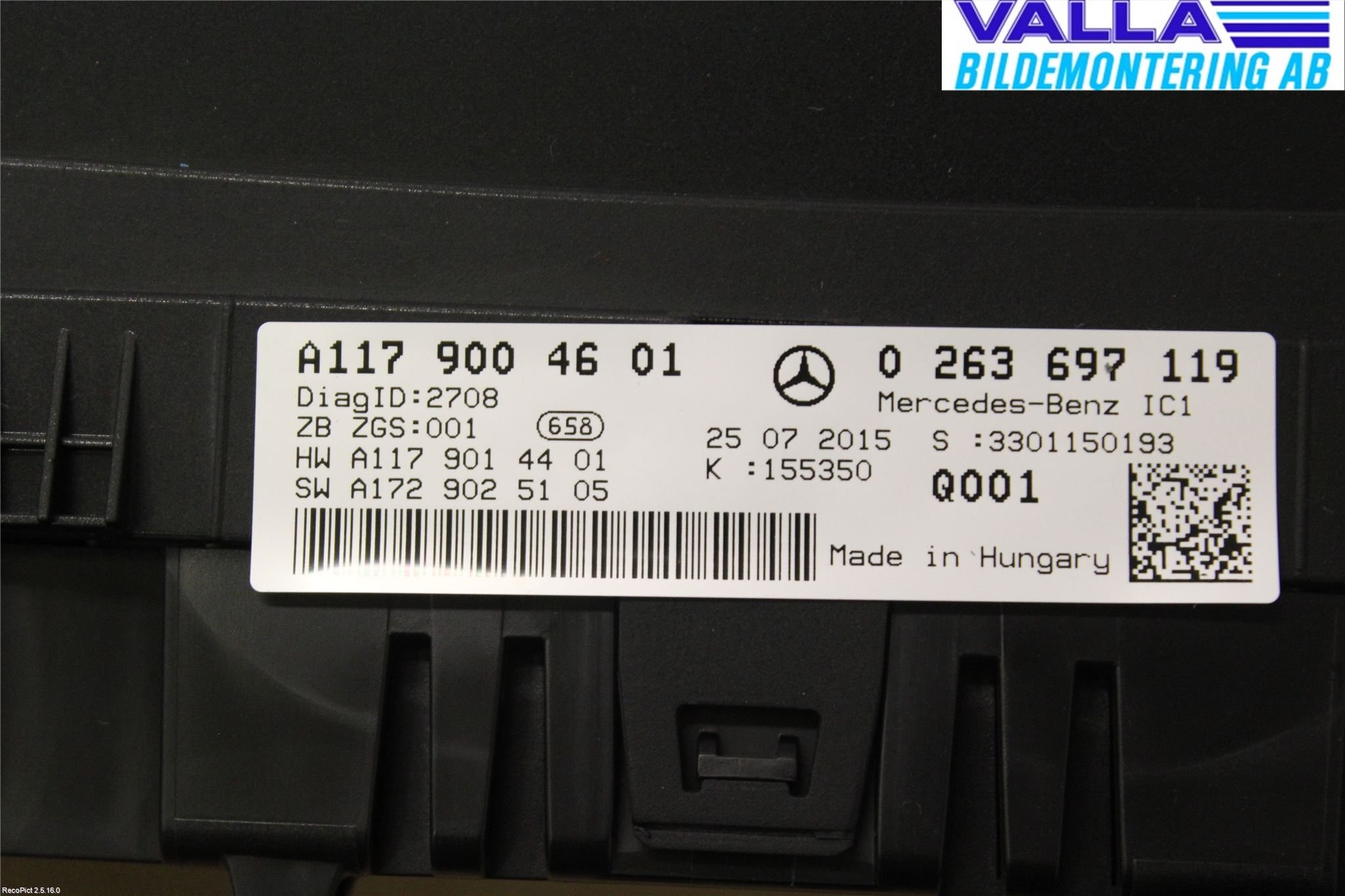 Mercedes-Benz MB CLA-KLASS (C117/X117) 13-19 Instrument Komb