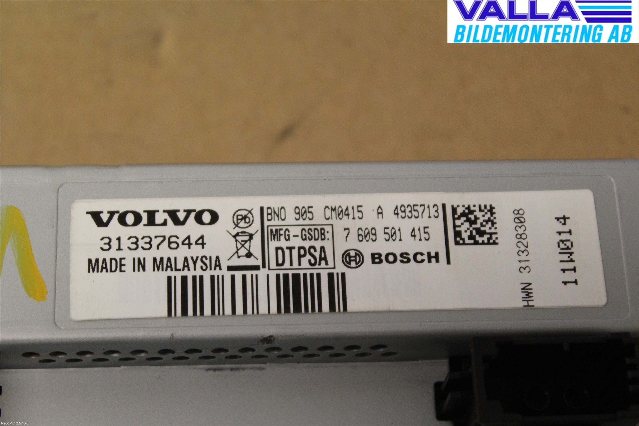 Volvo V60 11-13 Multifunktionsdisplay