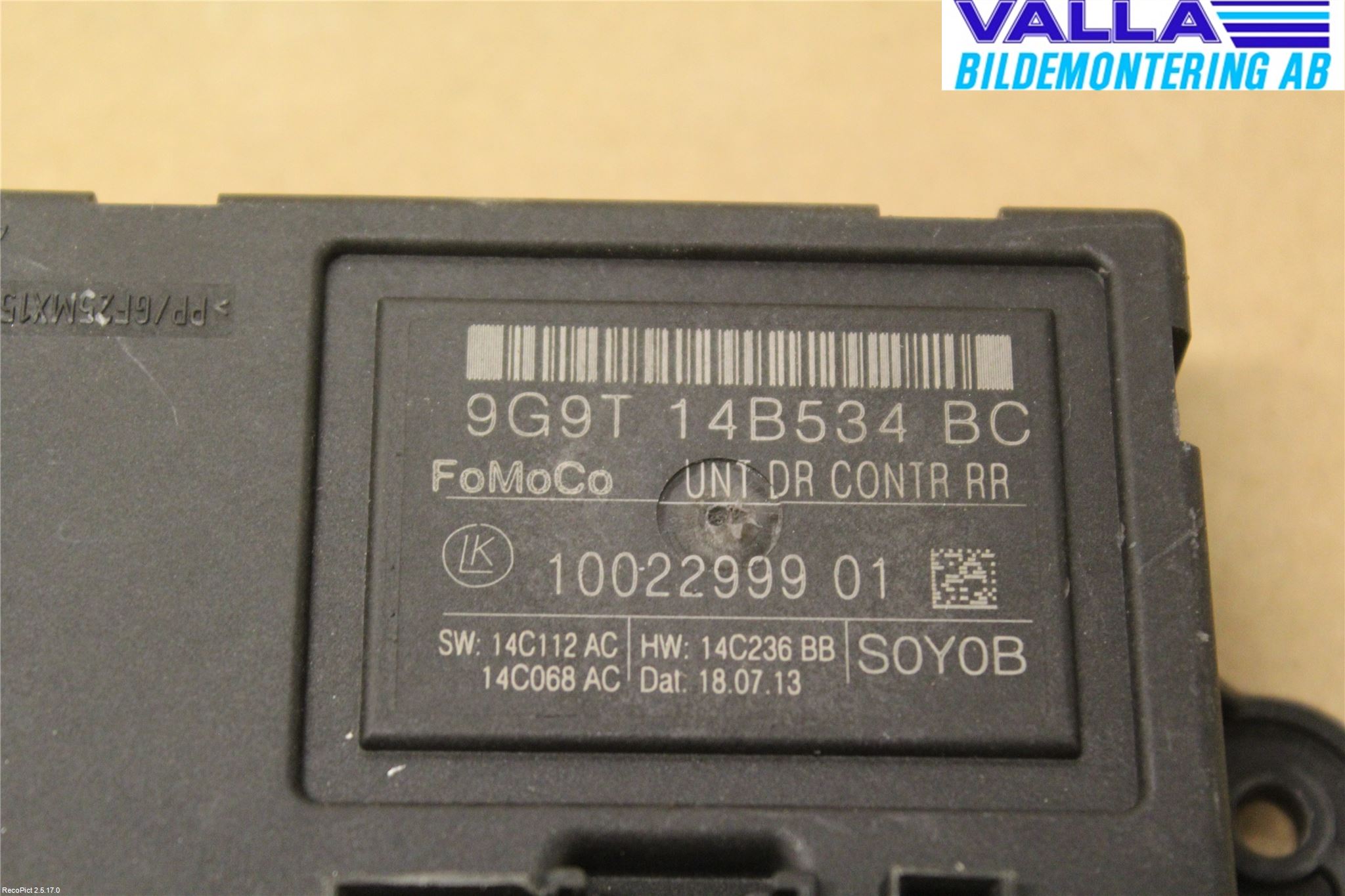 Volvo V70 14-16 Styrenhet Dörr